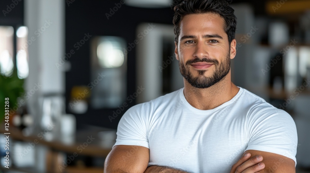 A confident young professional man standing in a high tech modern studio setting exuding a casual yet professional demeanor He embodies success ambition and leadership potential A confident young professional man standing in a high tech modern studio setting exuding a casual yet professional demeanor He embodies success ambition and leadership potential