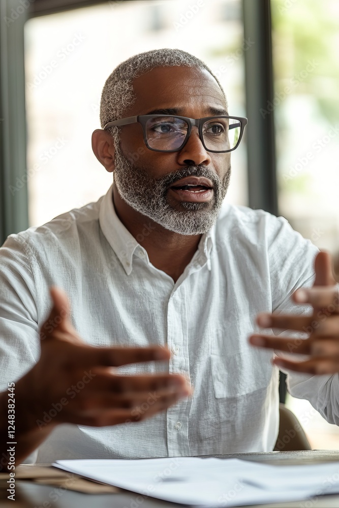 African American Man Leading a Workshop for Startups in a Modern Meeting Room African American Man Leading a Workshop for Startups in a Modern Meeting Room