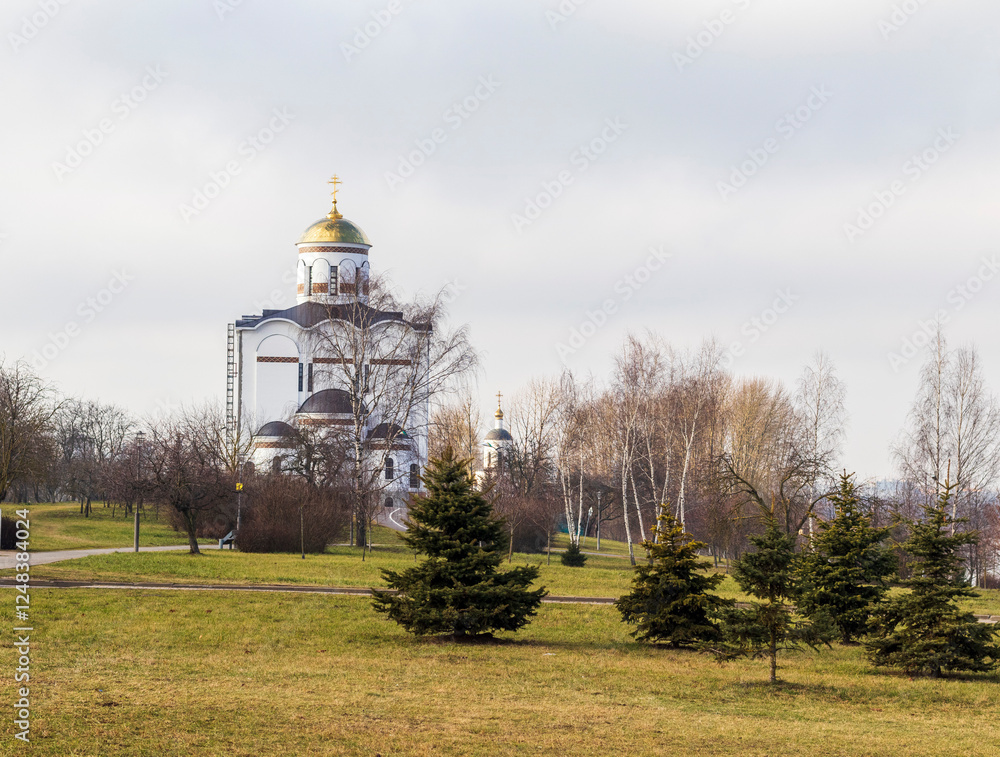 Fototapeta premium Shot of the orthodox church in the city. Religion