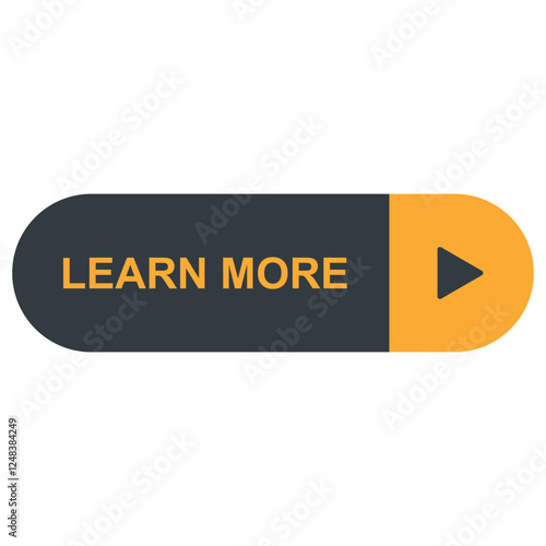 Learn More Button with Icon - Isolated on White Background