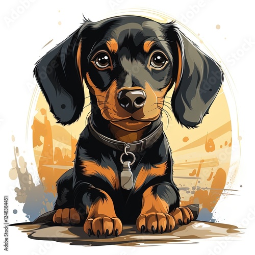 Playful Cartoon Dachshund Puppy in a Fun and Adorable Vector Style