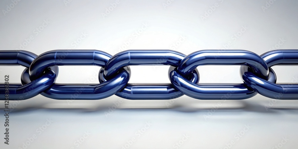 Fototapeta premium Interlocking metallic links forming a strong and resilient chain, symbolizing unity, connection, and enduring strength.