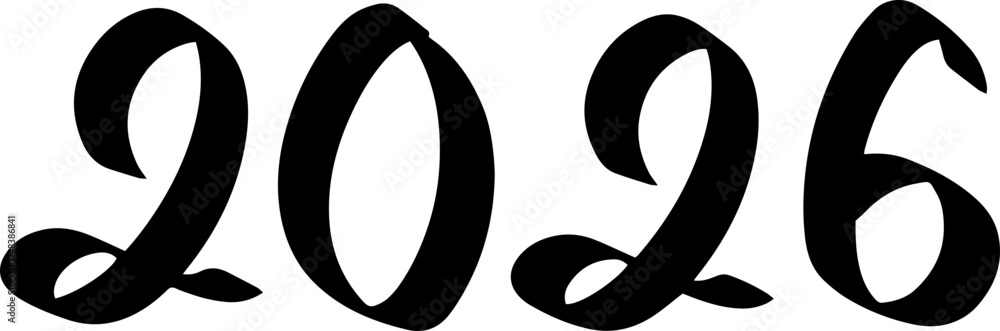 2026 new year number text handwritten illustration 2026 new year number text handwritten illustration