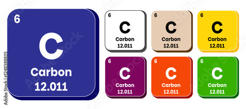 C, Carbon element vector icon, periodic table element. Vector illustration EPS 10 File. Isolated on white background.