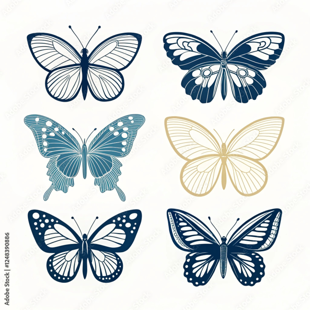 set of vector butterflies