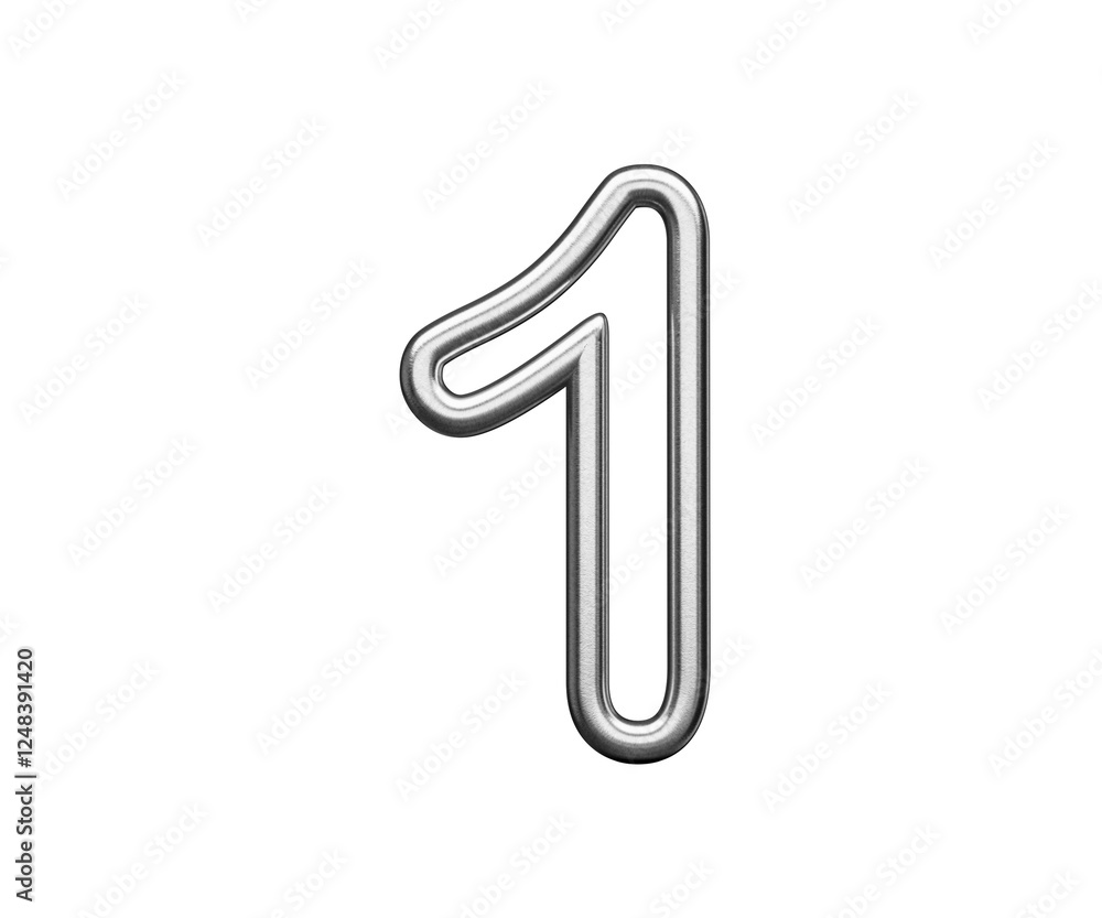 Number One 1 Made Of Silver Metallic Gleam With Smooth Curves 3D Illustration Number One 1 Made Of Silver Metallic Gleam With Smooth Curves 3D Illustration