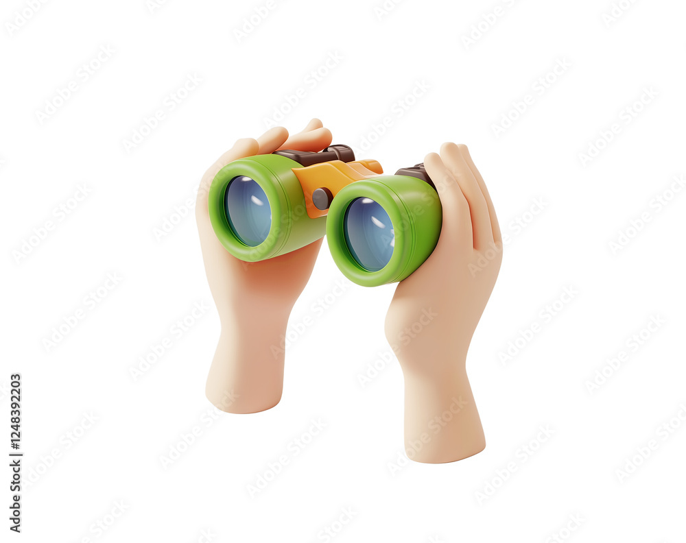 3d man looking through binoculars