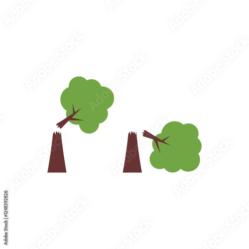fallen tree flat design icon logo