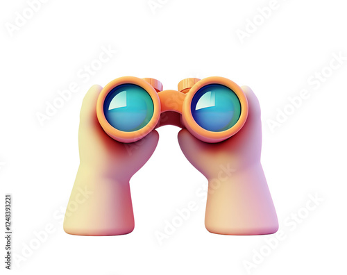 3d man looking through binoculars