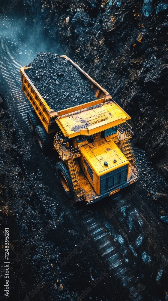 Mining Truck Hauls Ore Through Deep Pit Mine Mining Truck Hauls Ore Through Deep Pit Mine