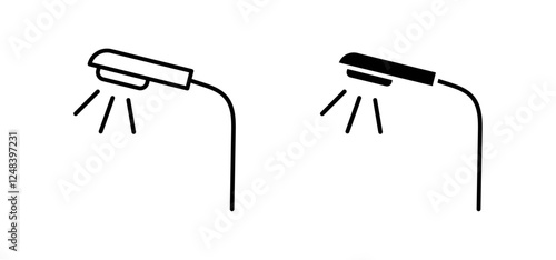 Street light icons pack vectors in black flat and strokes