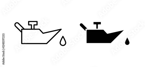 Oil can icons pack vectors in black flat and strokes