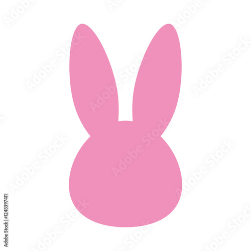 Bunny pink head with ears icon,  pink rabbit ear silhouette, Easter hare ears. Cute bunny ears for Easter, rabbit mask on transparent background, for greeting card.