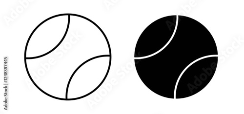Tennis icons pack vectors in black flat and strokes