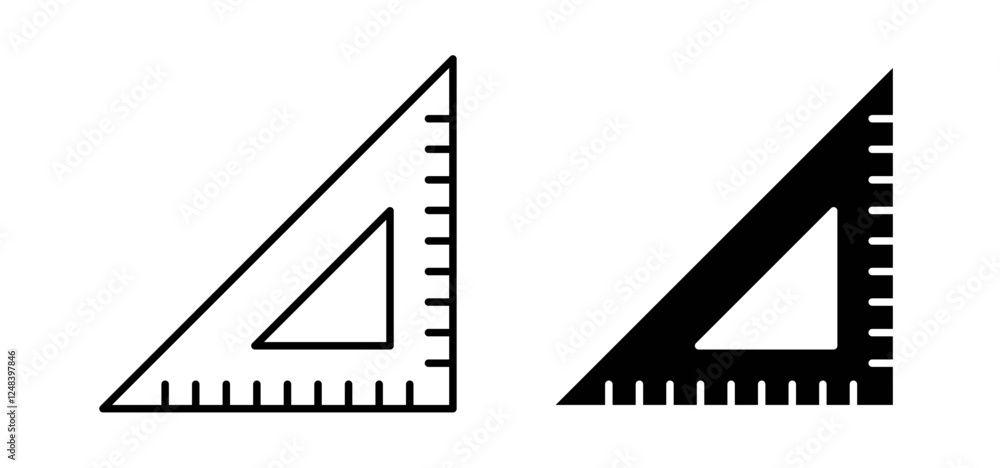 Triangle Ruler icons pack vectors in black flat and strokes Triangle Ruler icons pack vectors in black flat and strokes