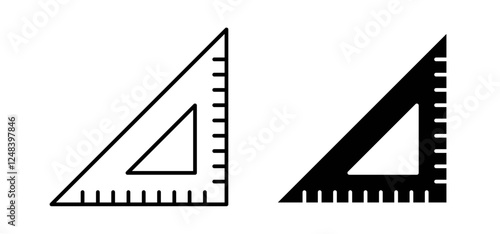 Triangle Ruler icons pack vectors in black flat and strokes
