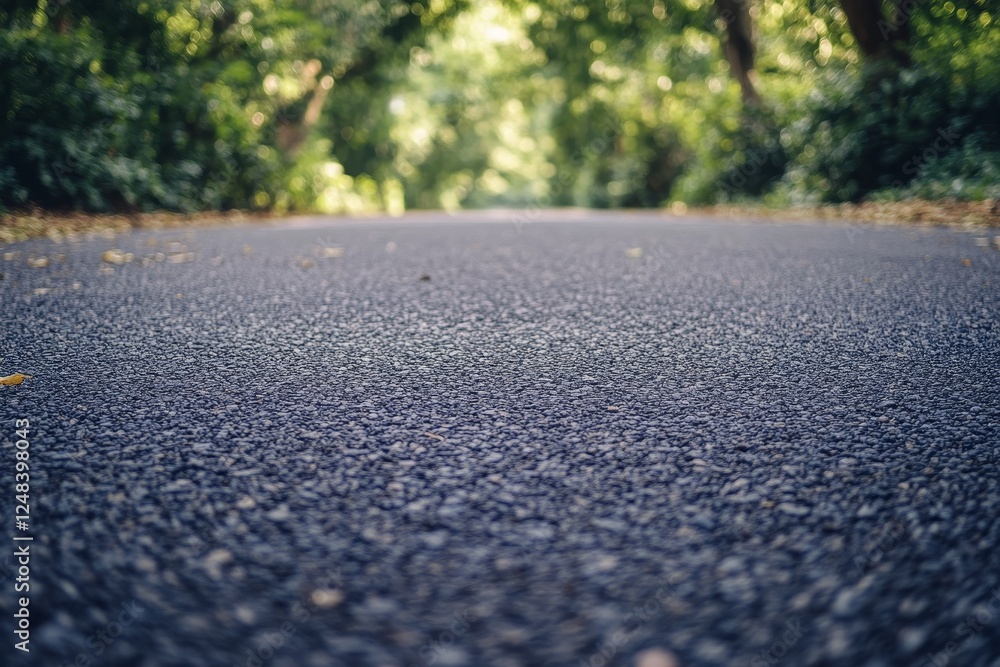Park path asphalt, walkway, trees in background, sunlit Park path asphalt, walkway, trees in background, sunlit