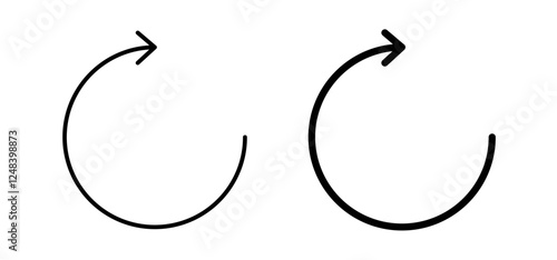 Rotate right icons pack vectors in black flat and strokes