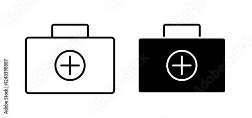 Doctor bag icons pack vectors in black flat and strokes