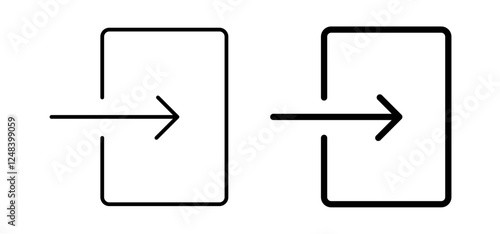 Sign out icons pack vectors in black flat and strokes
