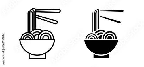 Noodles icons pack vectors in black flat and strokes