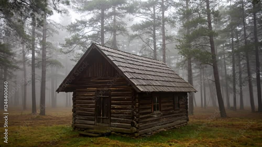 Misty Forest Cabin: Secluded Log House in Foggy Woods Misty Forest Cabin: Secluded Log House in Foggy Woods