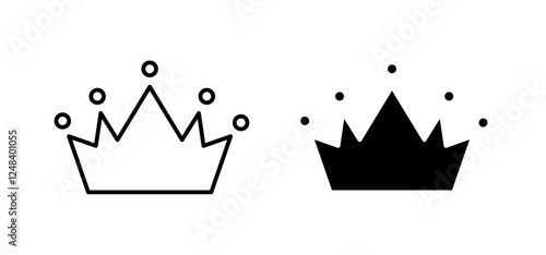 Crown icons pack vectors in black flat and strokes