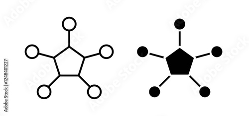 Chart connected icons pack vectors in black flat and strokes
