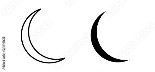 Moon icons pack vectors in black flat and strokes