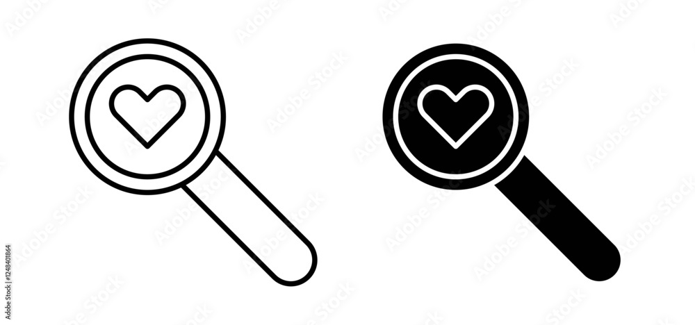 Search heart icons pack vectors in black flat and strokes Search heart icons pack vectors in black flat and strokes