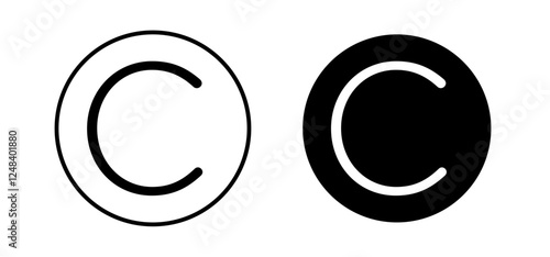 Copyright icons pack vectors in black flat and strokes