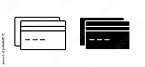 Credit card icons pack vectors in black flat and strokes