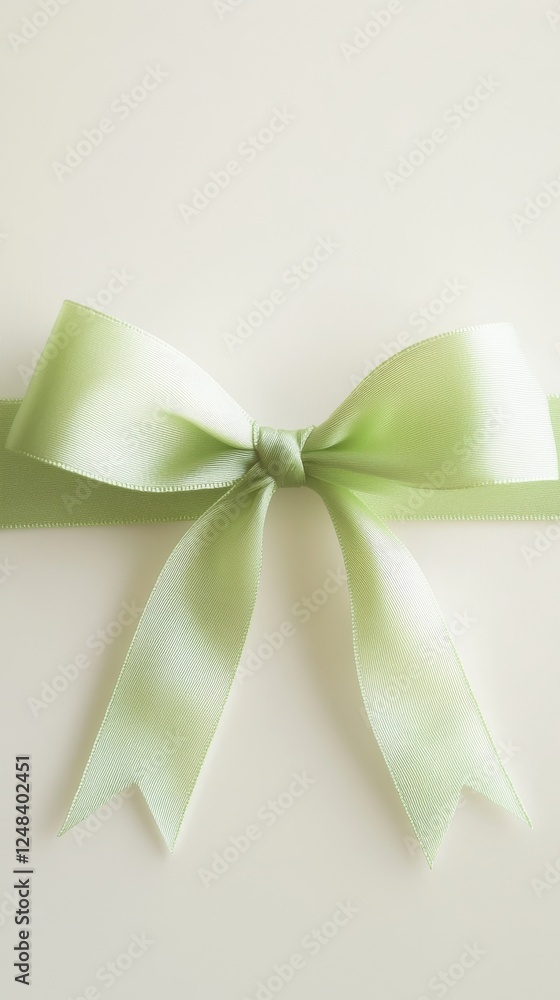 Naklejka premium Elegant Light Green Bow on Neutral Background