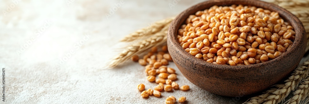 Bowl of Wheat Berries with Wheat Stalks Bowl of Wheat Berries with Wheat Stalks