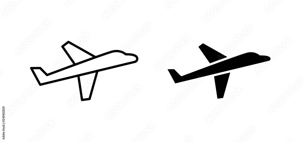Plane icons pack vectors in black flat and strokes Plane icons pack vectors in black flat and strokes