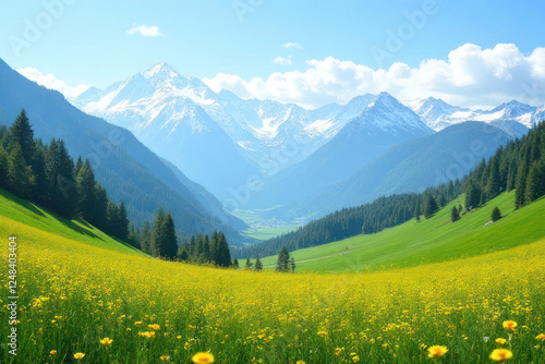 alpine meadow with flowers