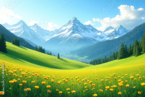mountain meadow with flowers