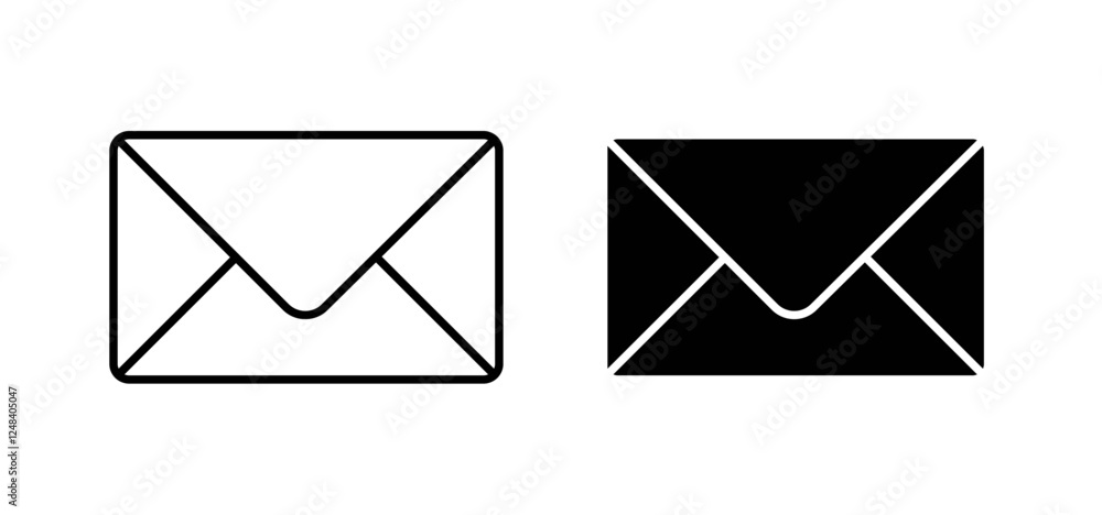 Envelope icons pack vectors in black flat and strokes Envelope icons pack vectors in black flat and strokes
