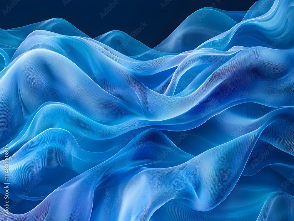 Obraz premium Photo of Abstract Blue Waves on a Smooth Gradient Background