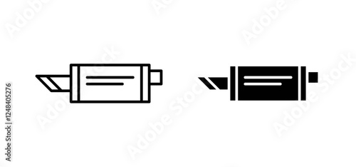 Exhaust pipe icons pack vectors in black flat and strokes