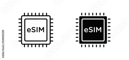 ESIM icons pack vectors in black flat and strokes