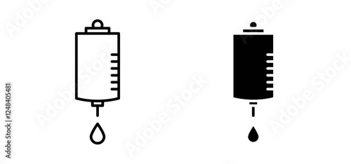 Blood transfusion icons pack vectors in black flat and strokes