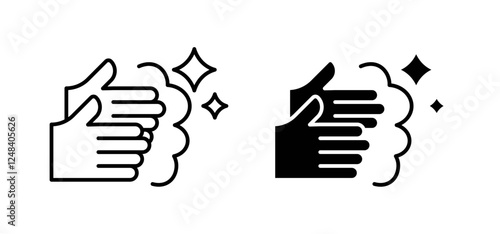 Wash your hands icons pack vectors in black flat and strokes