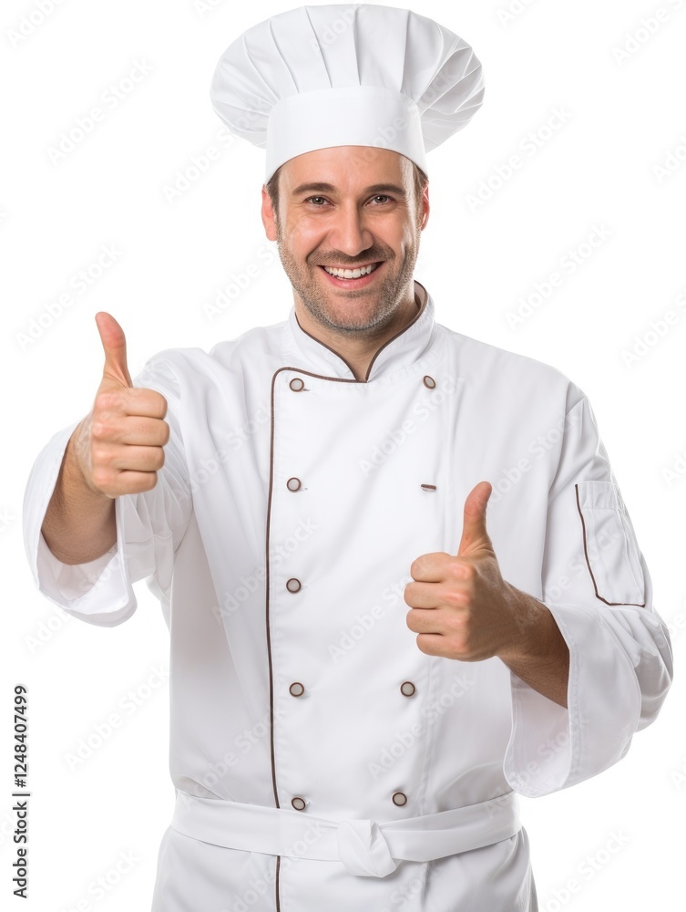 Chef giving thumbs up in isolated white background Chef giving thumbs up in isolated white background
