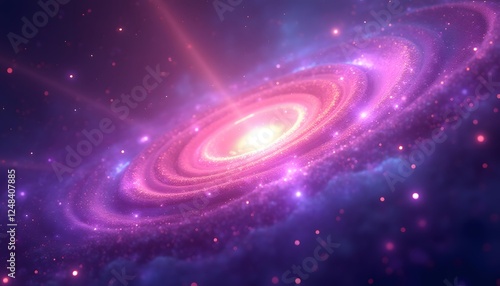 Stunning Cosmic Spiral Galaxy Visualization with Vibrant Colors and Radiant Stars