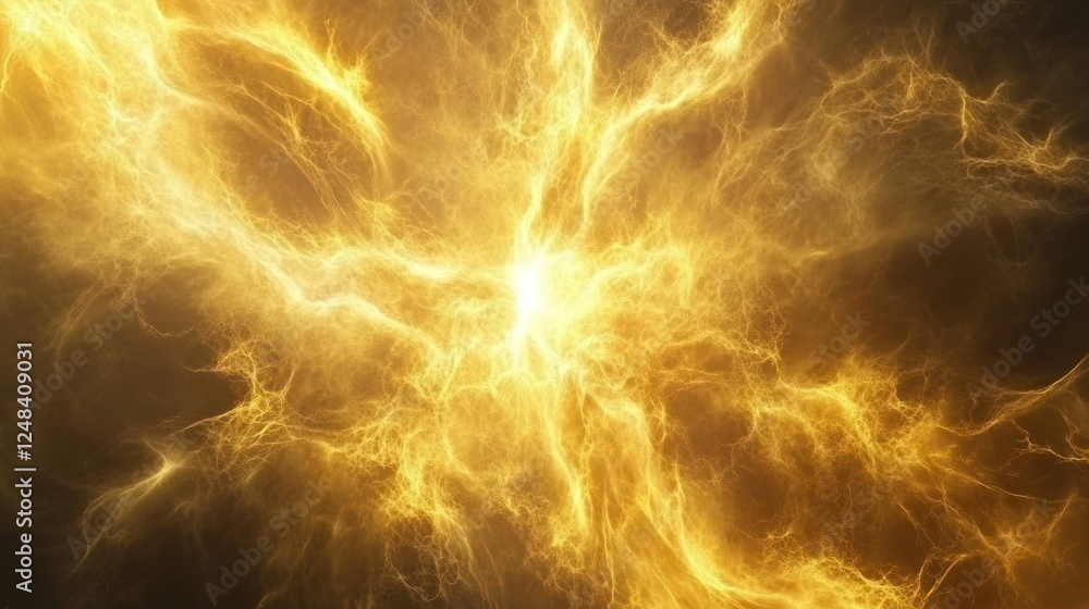 Obraz premium Golden Energy Abstract Cosmic Nebula Artwork