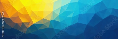 Dynamic blue yellow gradient geometric shapes backdrop, element, polygons, digital