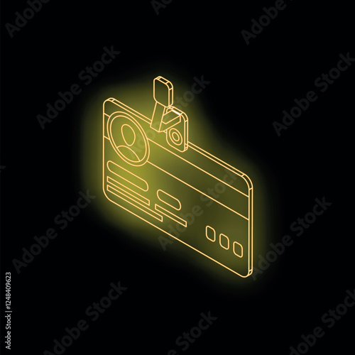 Neon yellow id card with clip in dark background representing identification, security, and access control