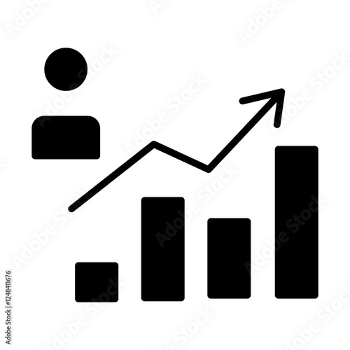 Simple Chart Glyph Icon – Minimalist Data Graph Symbol