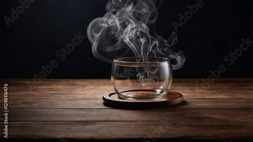 Cigar and Cognac with Smoking Cigar and Glass of Alcohol on Dark Table, Elegant Relaxation and Luxury Lifestyle Concept with Rich Brown Tones and Atmospheric Smoke